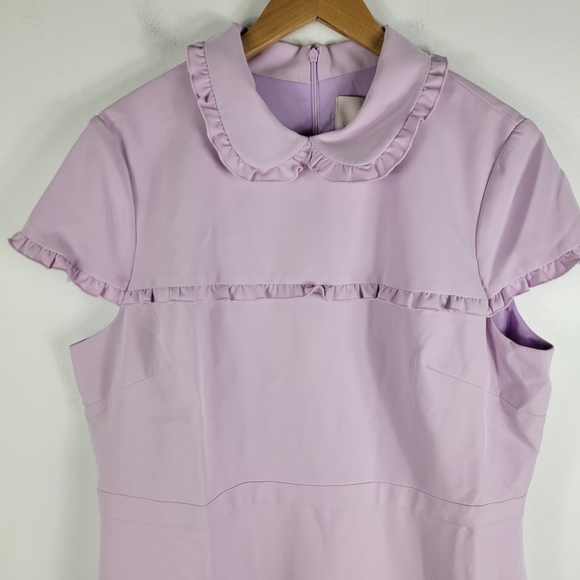 New Gal Meets Glam Emma Ruffle Peter Pan Collar Short Sleeve Sheath Dress Lilac - Picture 4 of 12
